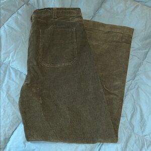 Green Corduroy Wide-Leg Pants